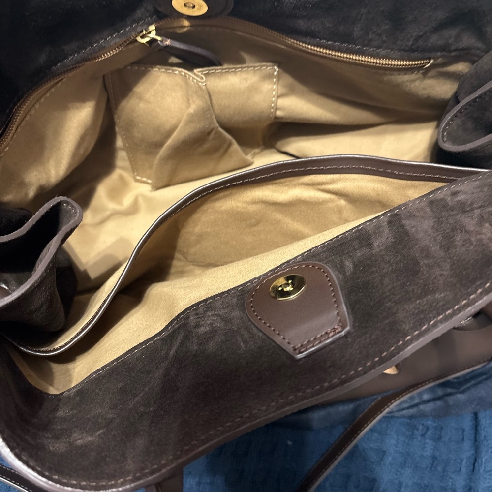 Elegant Brown Leather Tote Bag - Picture 2 of 3